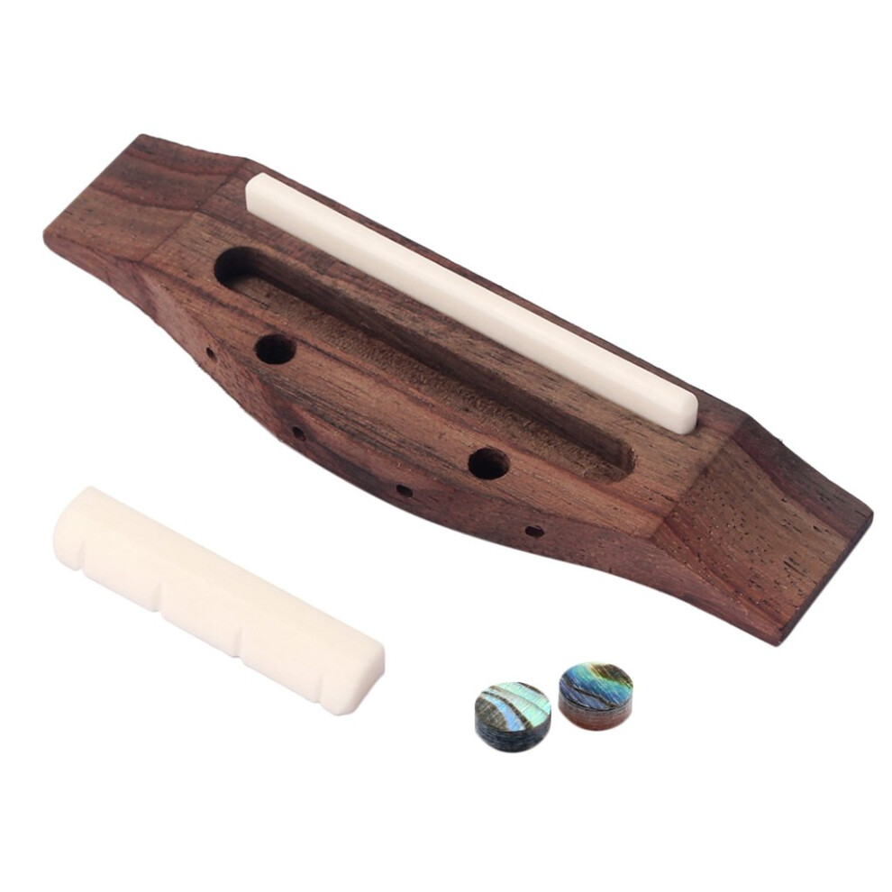 Alnicov 4 String Guitar Parts Rosewood Bridge& Saddle Nut&Shell Dot Fo