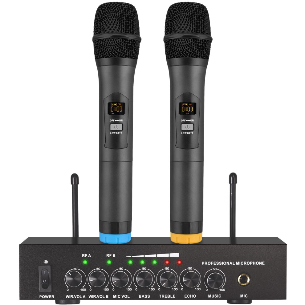 Linkfor Uhf Wireless Microphone System, Dual Channel With Bluetooth 4.