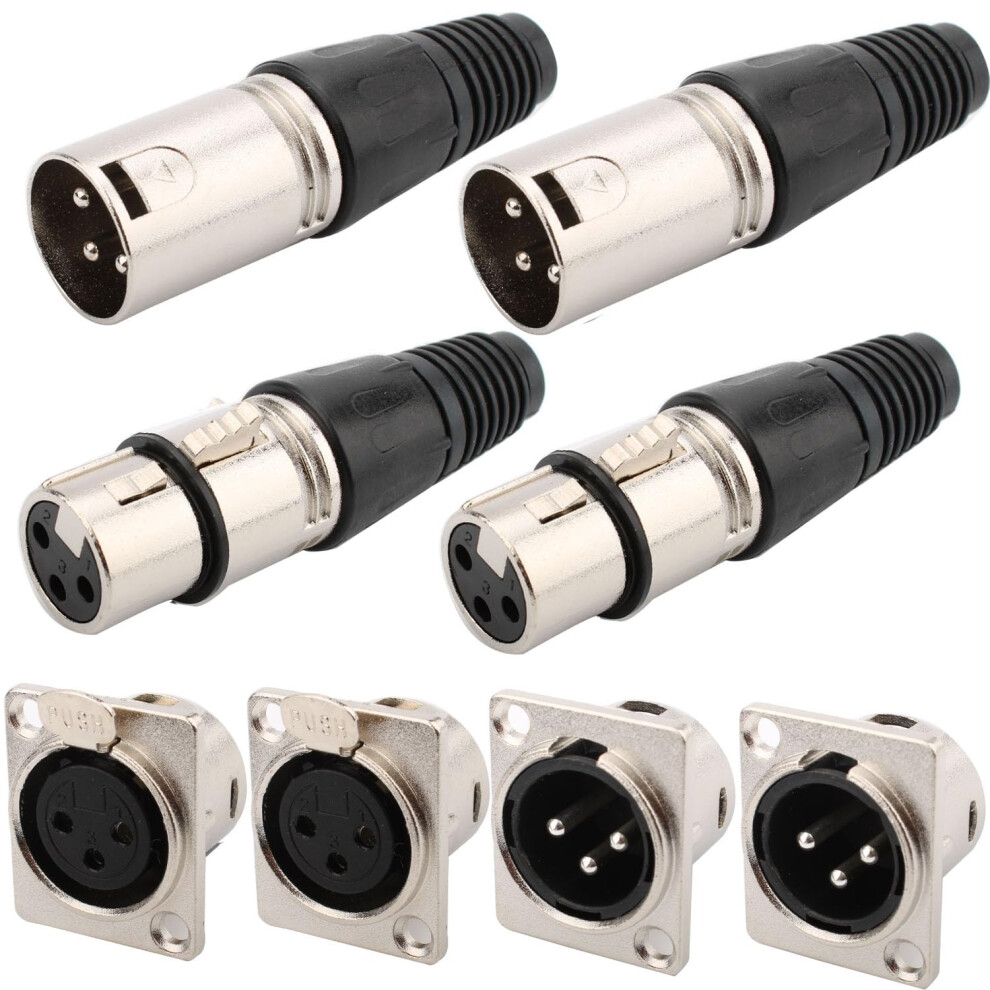 Runcci-Yun 2 Pairs 3 Pin Xlr Solder Connector,Audio Microphone Connect