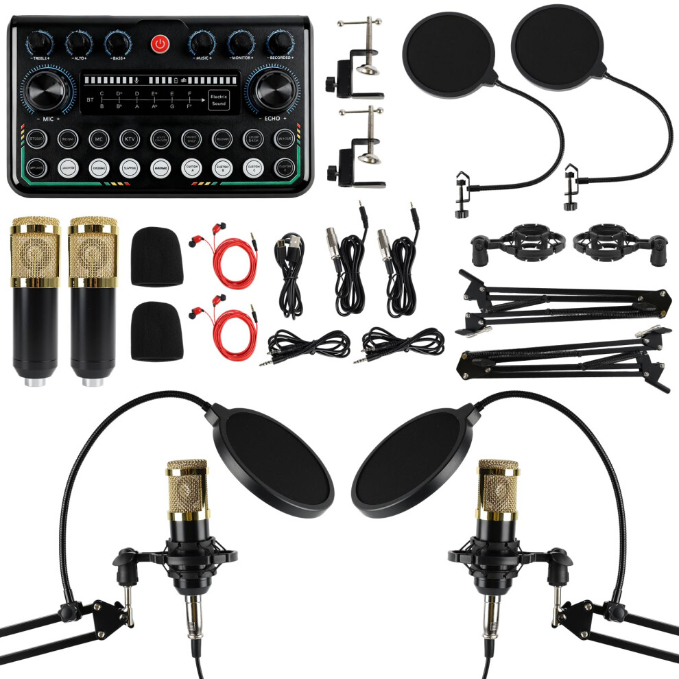 Jaogaus Podcast Equipment Bundle, Includes Audio Mixer And Dual Microphone,Wit