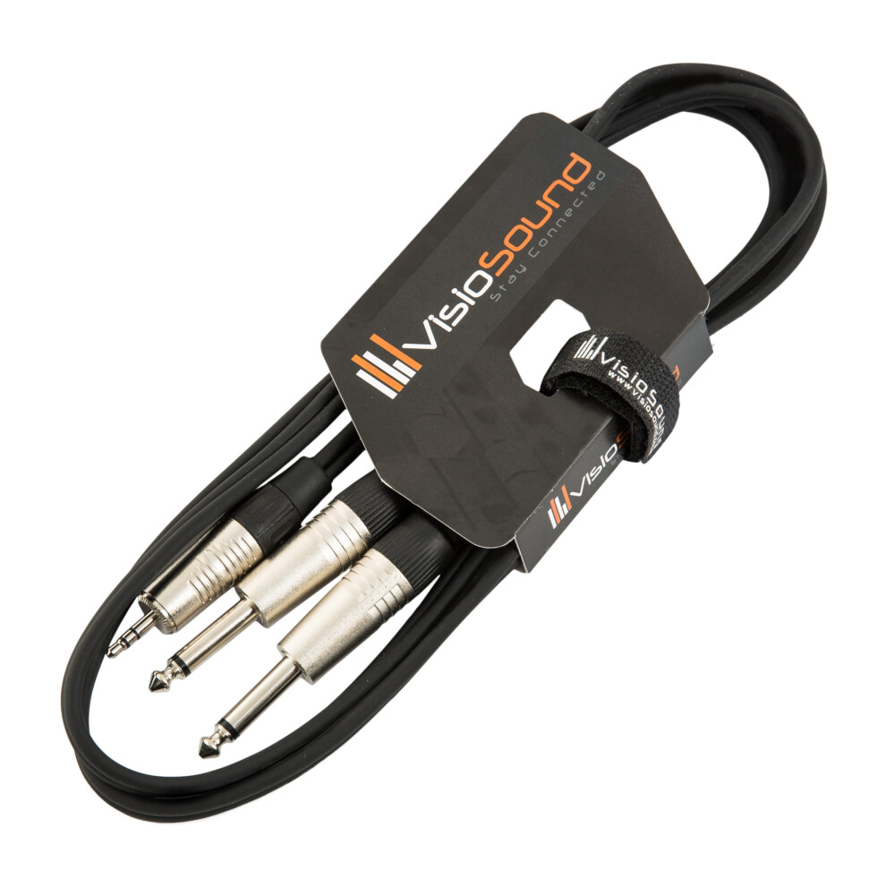 Visiosound 3.5Mm Stereo Trs Mini Jack To Twin 2 X 6.35Mm Jack Lead/Aux