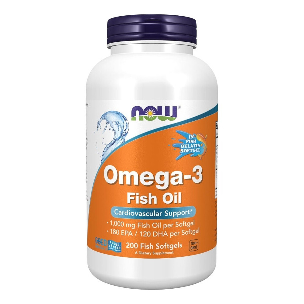 Now Foods Omega-3 Fish Oil Cardiovascular Support 200 Fish Softgels | Heart Health & Cardiovascular Wellness Supplement