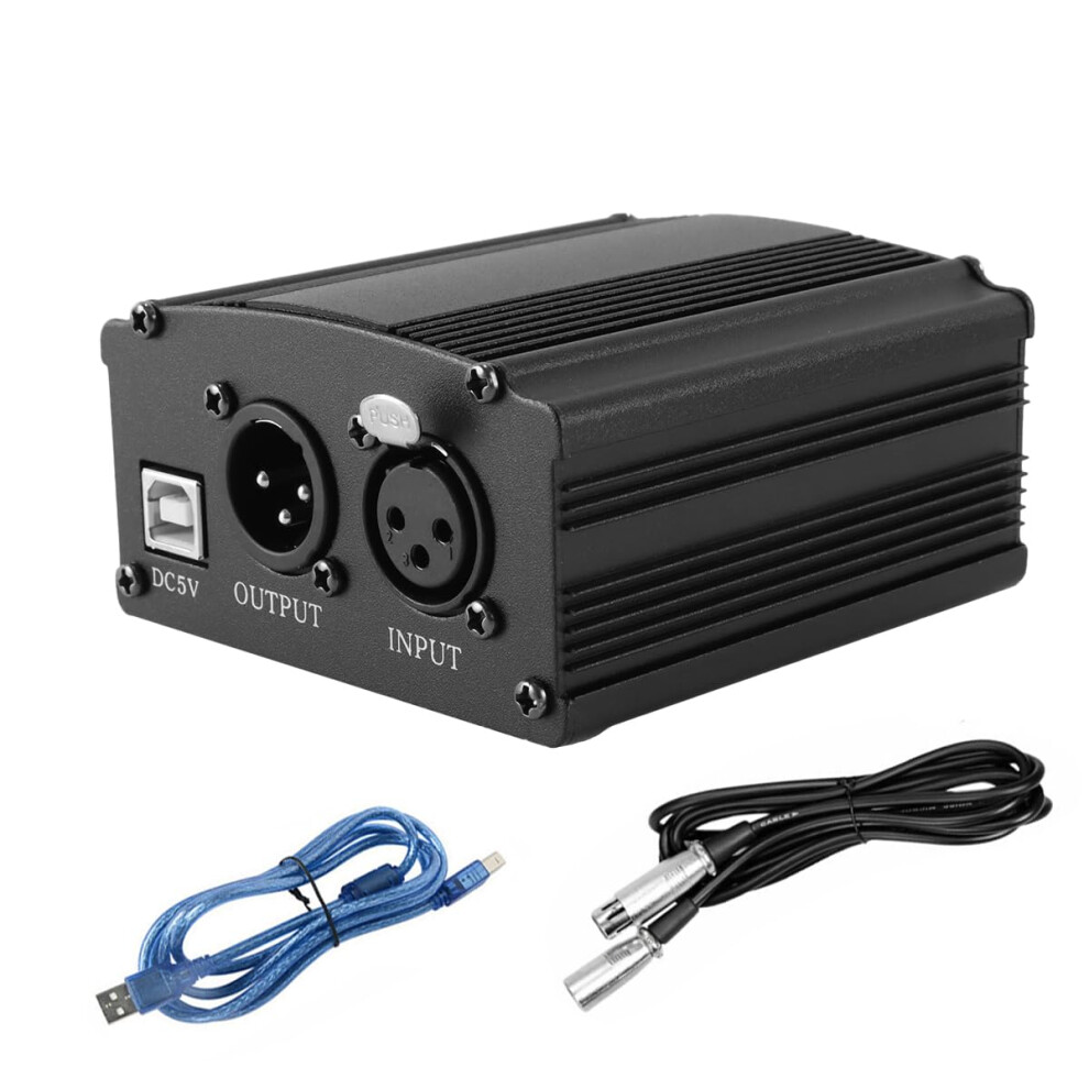 Alide 1-Channel 48V Phantom Power Supply With Xlr 3 Pin Microphone Cab
