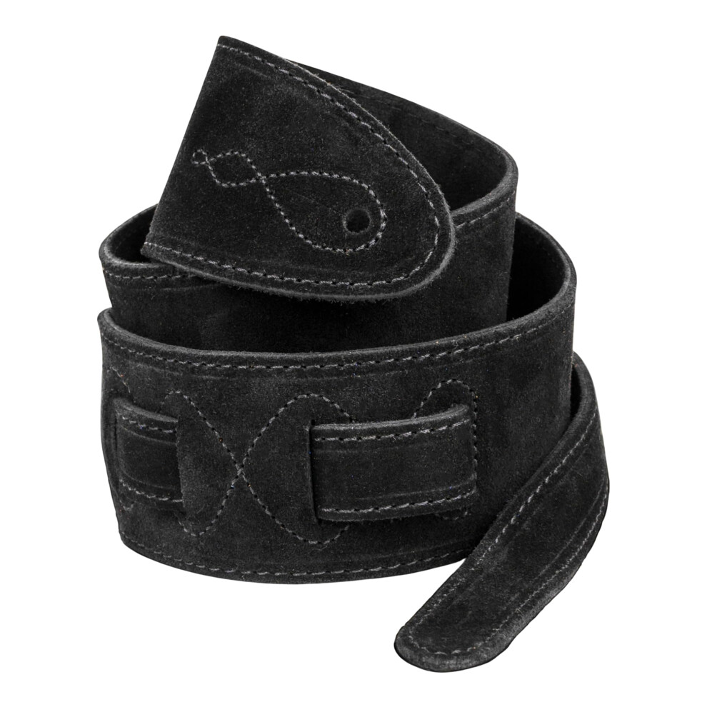 Leathergraft 7Cm Wide Suede Acoustic Electric Bass Guitar Strap With R