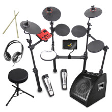 Carlsbro CSD100RBP1 Compact Electronic Drum Kit, 7-Piece Beginner Electric Set with 10" Monitor, Stool, Headphones, Tablet Mount & 50 Free Online Les