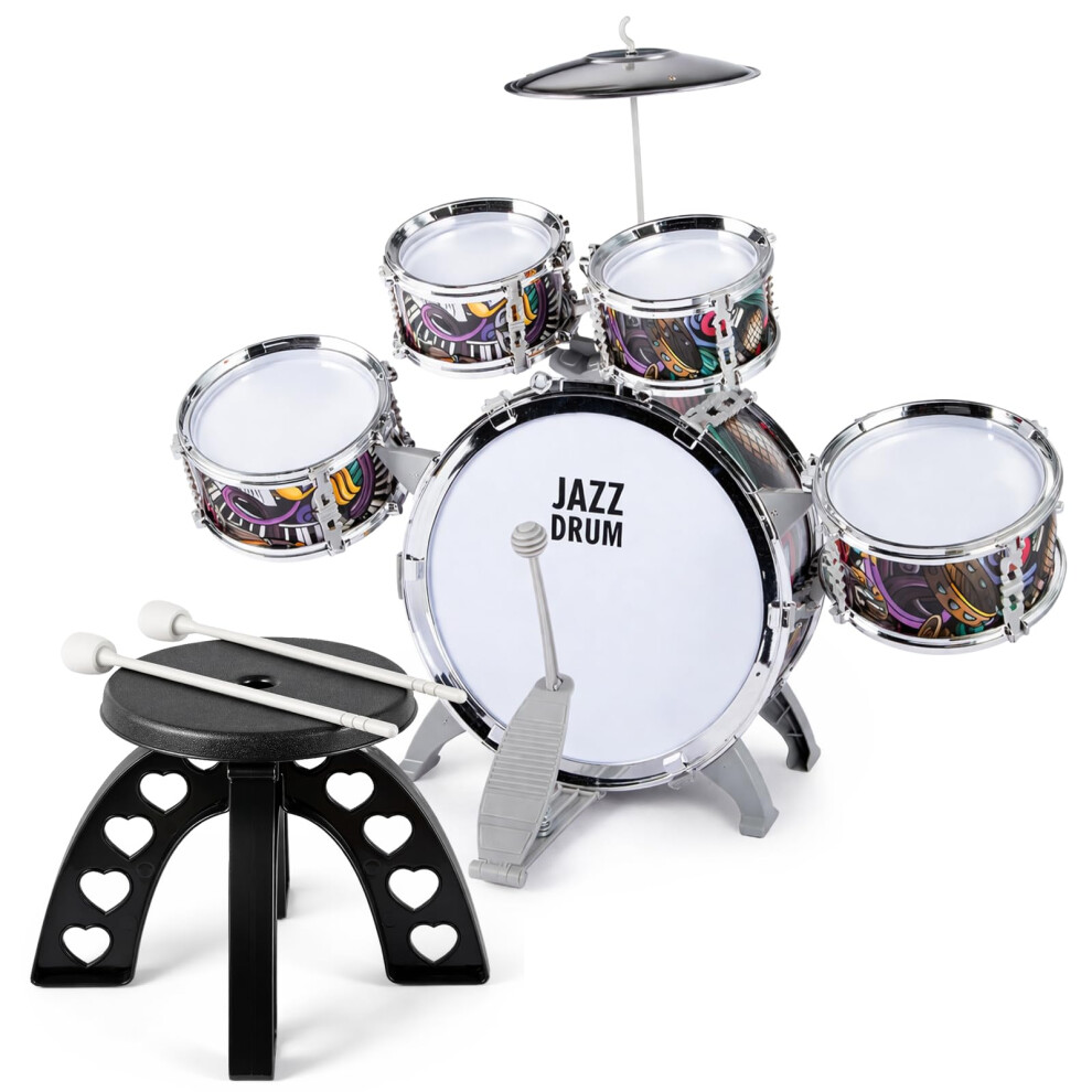Minifactory 3 Piece Kids Drum Set, Complete Junior Drum Kit With Drum