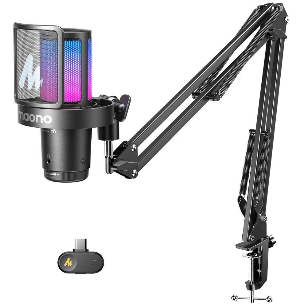 Maono Dgm20ws Wireless Microphone For Pc, Condenser Usb Mic With Boom