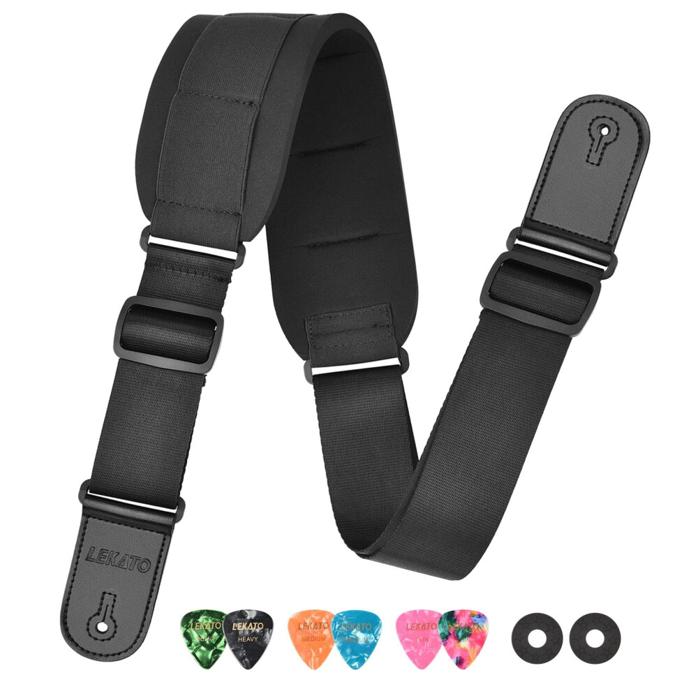 Lekato 3.3" Wide Guitar Strap, Soft Bass Strap With Thick Sponge Padde