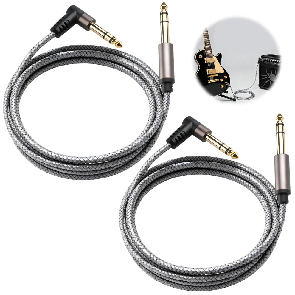 Lytari 2-Pack Guitar Cable 6.35Mm (1/4 Inch) 2M Tweed Braided Cloth Ja
