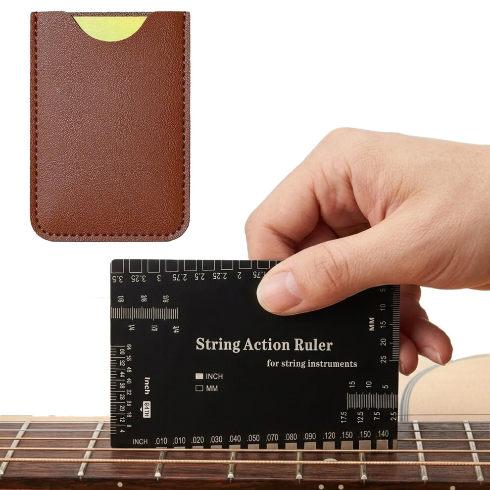 Solbrezeni Stainless Steel Guitar Action Ruler, String Height Gauge For Guitar Se