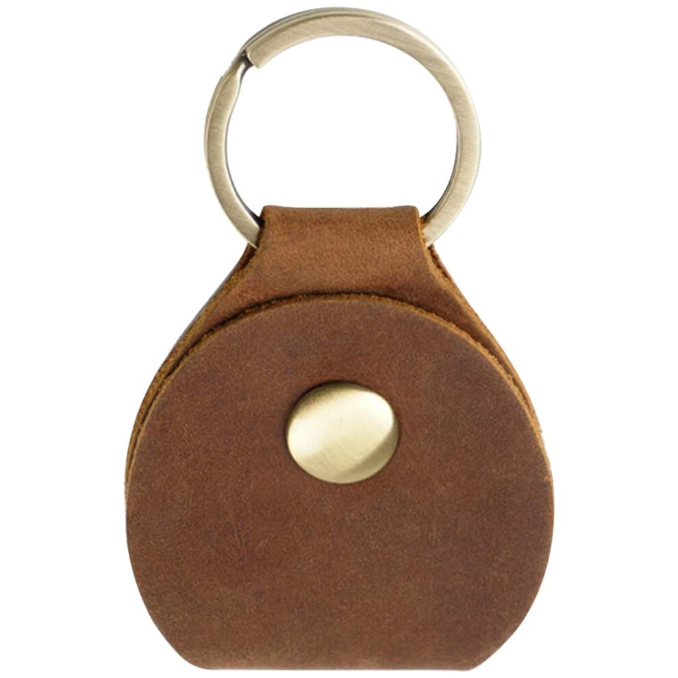 Calfovera Genuine Leather Guitar Pick Holder Keychain Brown Waterproof