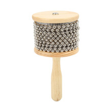 Wooden Hand Cranked Cabasa Shaker, Steel Ball Percussion Instrument, R