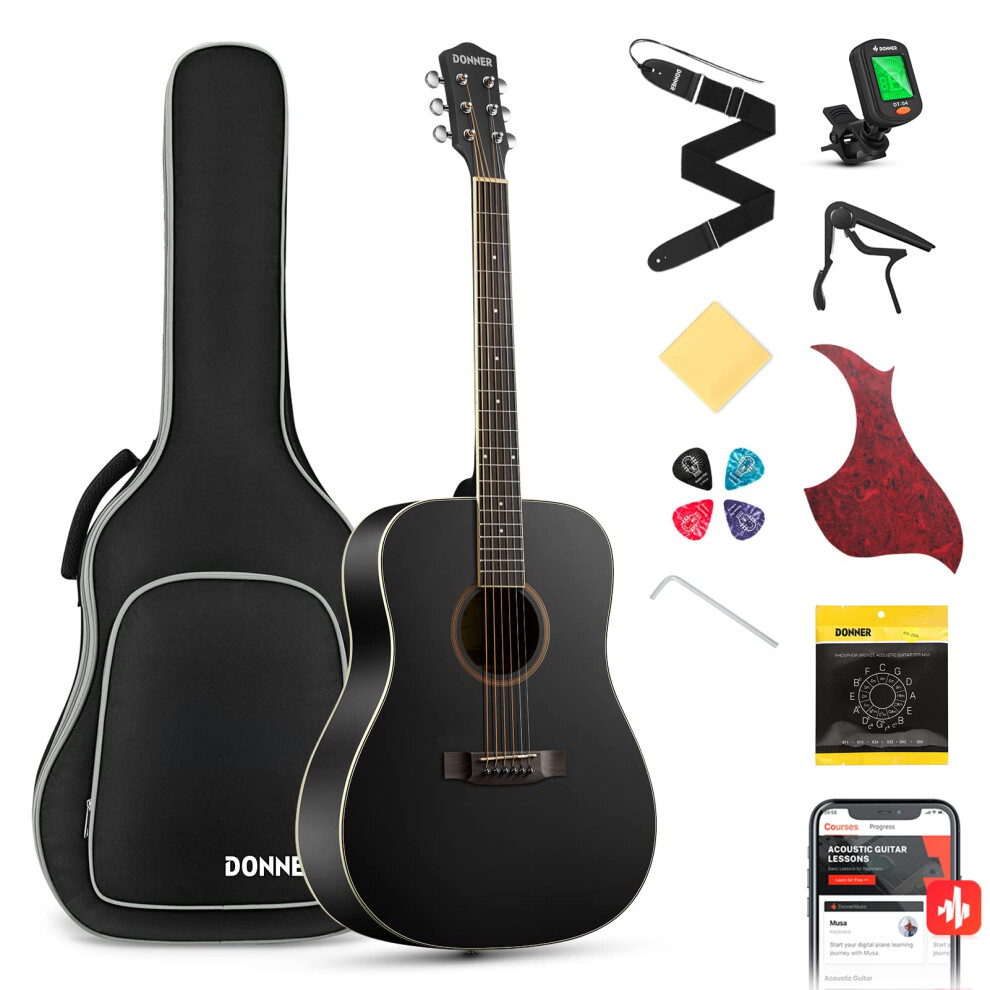 Donner Acoustic Guitar Full Size Guitar 4/4 Dreadnought 41 Inch Guitar
