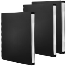 TAICHEUT 3PCS A4 Black Music Folder, 30 Pockets/60Pages Modify Piano Score Mark Music Clef Sheet Music File Folder, Plastic Sheet Music Folder, Blank