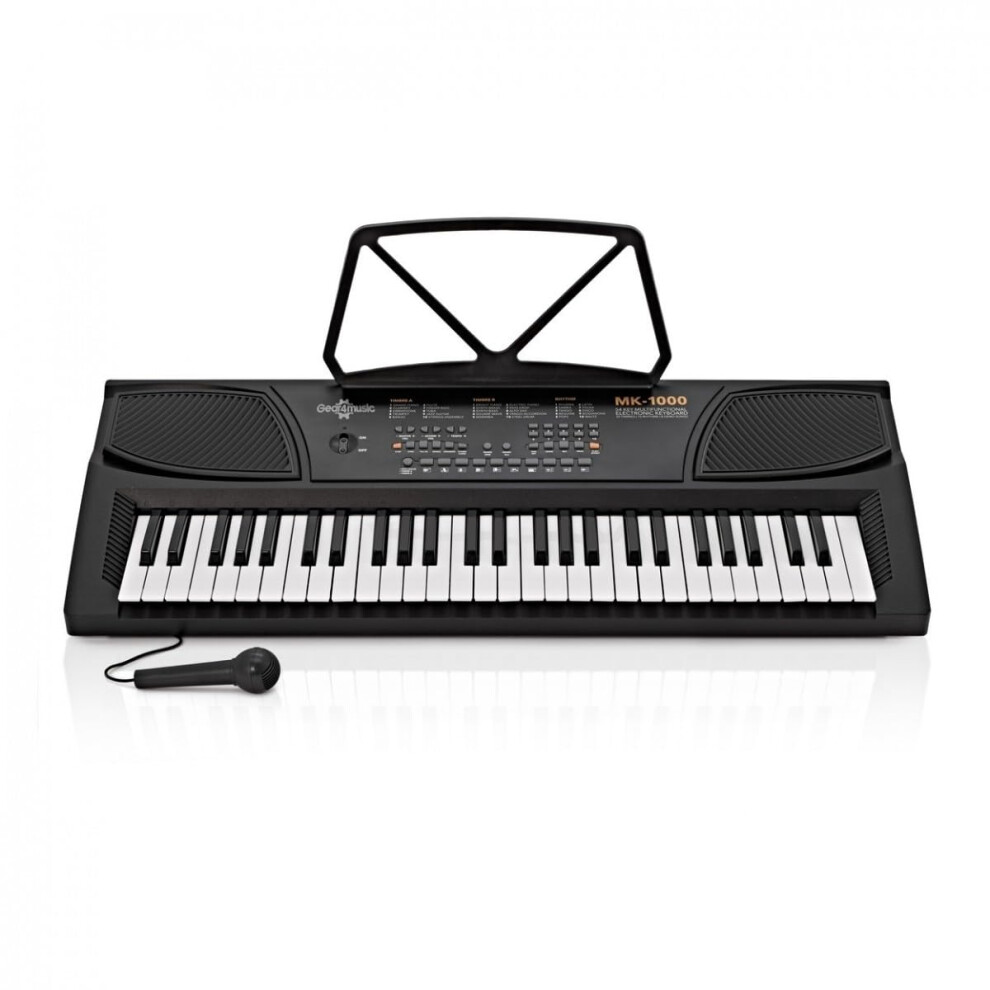Gear4music Electric Piano Keyboard For Beginners With Microphone 54 Key Electroni