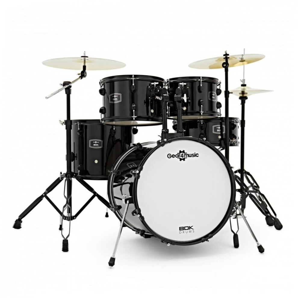 Gear4music Black Acoustic Jazz Drum Kit Full Size Complete Drum Set With Sticks A