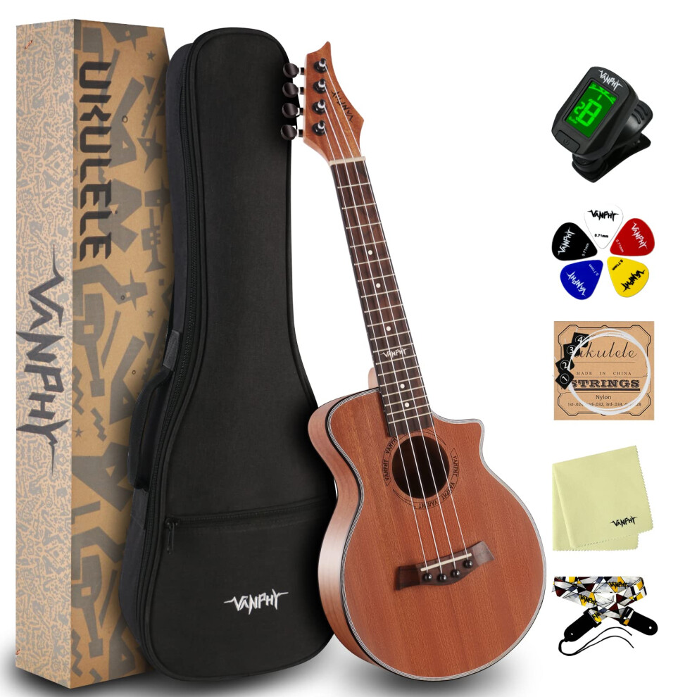 Vanphy Ukulele Tenor Ukelele Sapele Wooden Uke Professional 26 Inch Uk