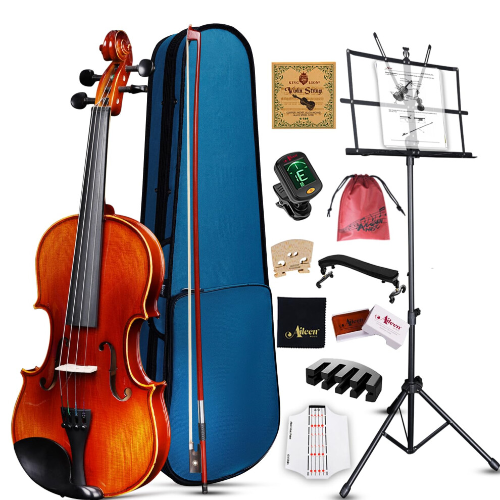 Aileen Music Aileen Solid Wood Violin 4/4 Full Size For Adults And Kids Age 12+, Fi