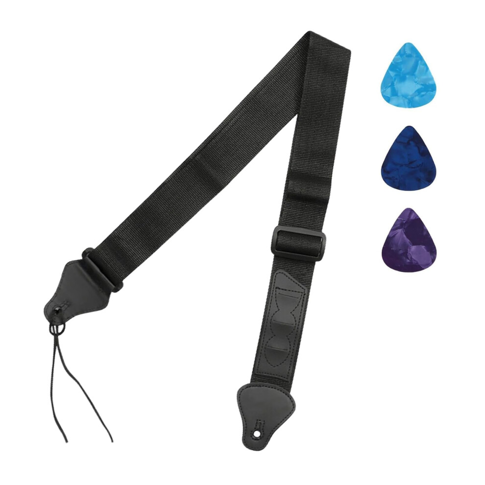 Dreamaug Adjustable Woven Guitar Strap With Leather Ends & Three Adjus