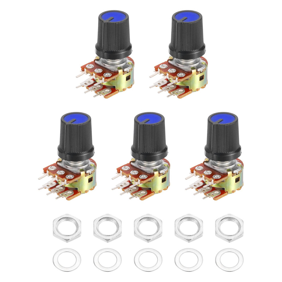 Sourcing Map 5Set Wh148 B50k Ohm Potentiometer Kit, 6-Pin Split Shaft
