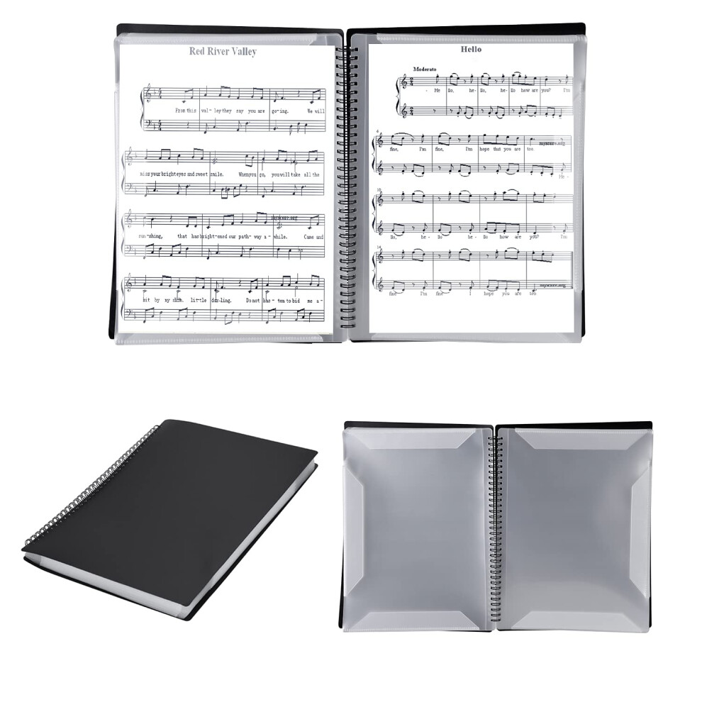 Lontg A4 Music File Folder 60 Pages Spiral Sheet Music Binder Organizer Plas