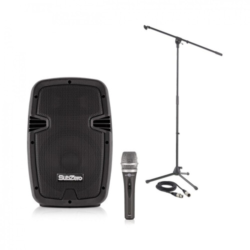 Complete Vocal PA System Bundle with Microphone Stand & Cable