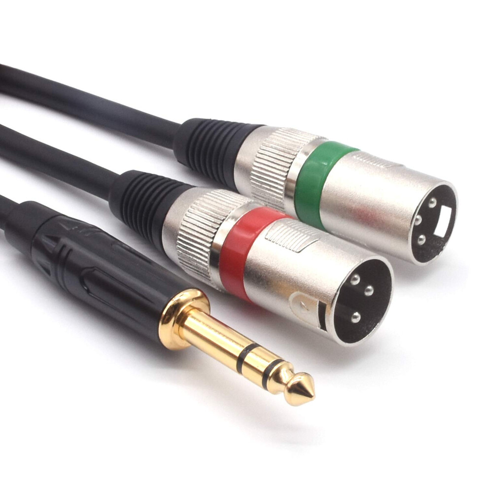 Siyear 1/4" Trs To Dual Xlr Male Y Splitter Cable, 6.35Mm Quarter Inch