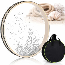 Wave Bead Ocean Drum 10'' – Hardwood Natural Colored Water Drum 10 Inch Musical Instrument for Meditation Ocean Sound Healing and Relaxation