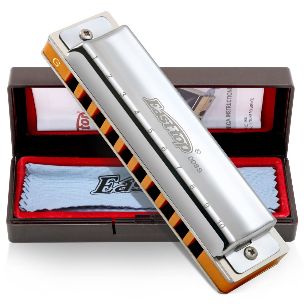 East Top 10 Holes Professional Diatonic Blues Harmonica Key Of G With