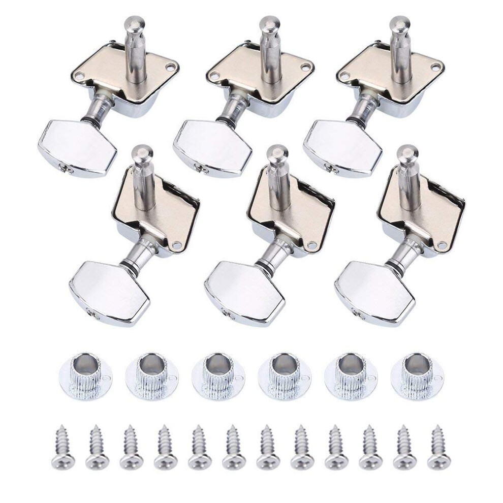 Alomejor Chrome Metal Guitar Tuning Pegs – Grover-Style 3L+3R Machine