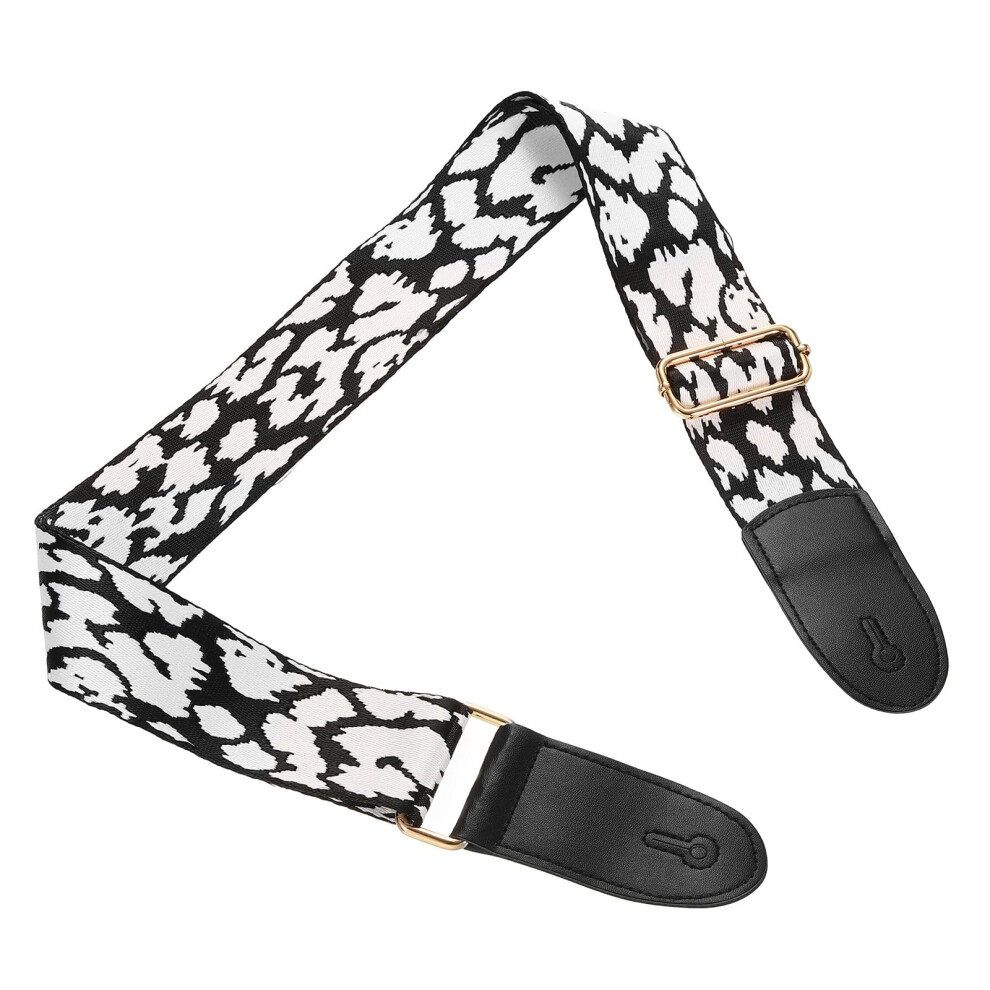 Sourcing Map Guitar Strap, Cotton Webbing Leather Ends Straps Vintage