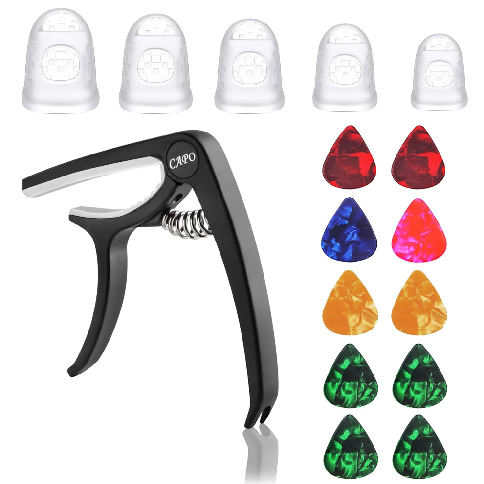Zuyist 1Pcs Guitar Capo And 10Pcs Guitar Picks And 25 Pcs Anti Slip Silicone