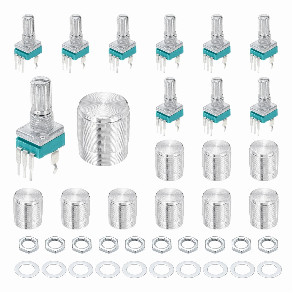 Sourcing Map 10Pcs Rk097n B2k Potentiometer, 3Pin Single Linear Rotary