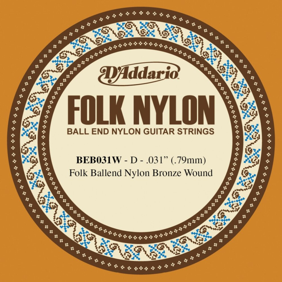 D'addario Beb031w .031 Folk Single Nylon String With Ball End For Guit