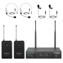 Phenyx Pro Dual Wireless Microphone System w/ 2x100 UHF Frequencies, A