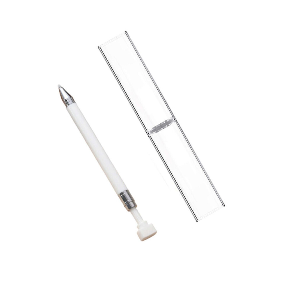 White Professional Nail Art Dotting Pen - Precise Rhinestone Tool with Ergonomic Grip