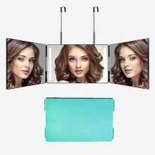 Lebanghui 3-Way LED Hair Cutting Mirror, 360 Trifold, Rechargeable & Height Adjustable, Green