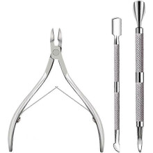 Professional Stainless Steel Cuticle Trimmer Nipper with Pusher, Manicure Set for Fingernails & Toenails