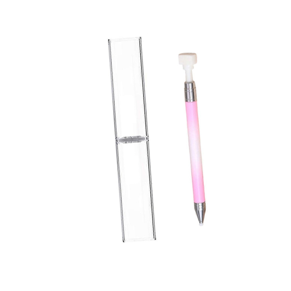Pink Nail Dotting Pen for Precise Rhinestone Placement, Salon & DIY, Easy Clean