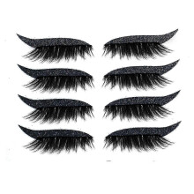Black Glitter Wispy Cat Eye False Eyelashes, Dramatic Festival Pack 2025