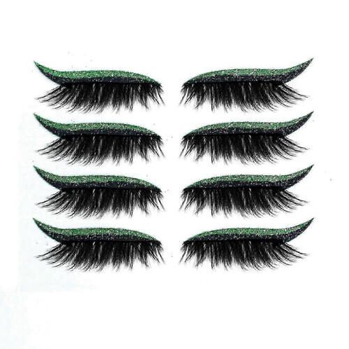 GreenGlitter Wispy Dramatic Cat Eye False Lashes, 2025 New Arrival
