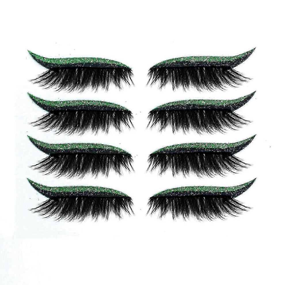 GreenGlitter Wispy Dramatic Cat Eye False Lashes, 2025 New Arrival