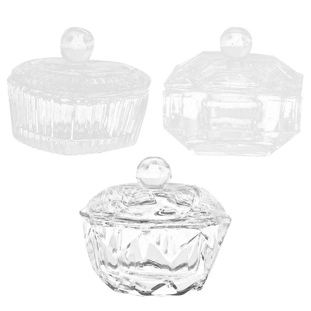Nail Acrylic Liquid Glass Cups 3Pcs Crystal Cups with Lid