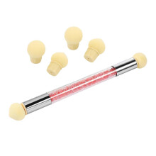 Double Headed Nail Art Sponge Pen, Manicure Coloring Brush, 1 Set