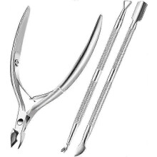 Silver Cuticle Trimmer with Pusher & Cutter, Durable Manicure Pedicure Tool 25-26