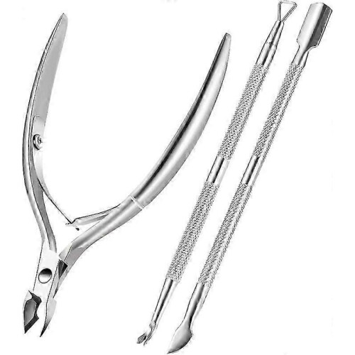 Silver Cuticle Trimmer with Pusher & Cutter, Durable Manicure Pedicure Tool 25-26
