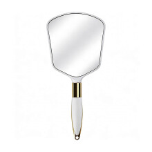 Miroir de poche vintage blanc, verre transparent, format compact 11 x 23,5 cm, miroir de salon facile Ă transporter