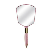 Pink Portable Retro Vanity Mirror, Clear Glass & Comfortable Handle, Travel Salon Mirror