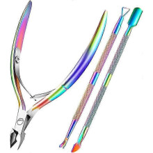 Colorful Cuticle Trimmer with Pusher & Cutter, Durable Manicure Pedicure Tool