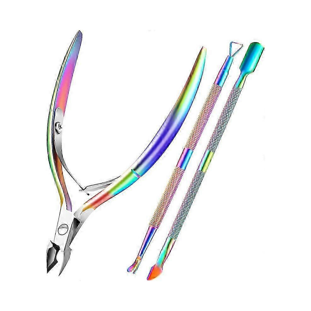 Colorful Cuticle Trimmer with Pusher & Cutter, Durable Manicure Pedicure Tool